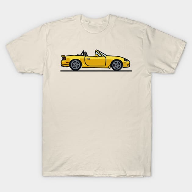 Mazda Mazdaspeed Miata Yellow Hardtop T-Shirt by antipc